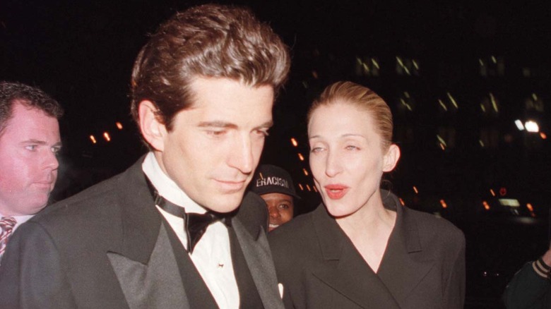 JFK Jr. and Carolyn Bessette outside