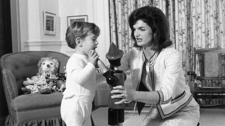 Jackie Kennedy in the nursery with JFK Jr.