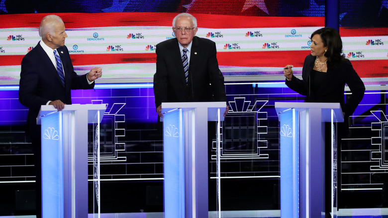 Kamala Harris and Joe Biden face off in a debate in June 2019