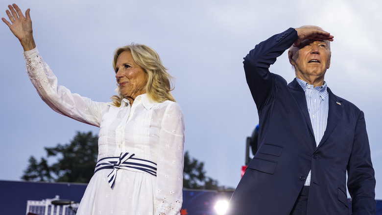 Jill Biden and Joe Biden at a campaign event