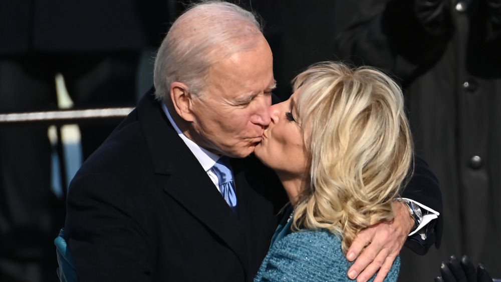 President Joe Biden and First Lady Dr. Jill Biden kissing