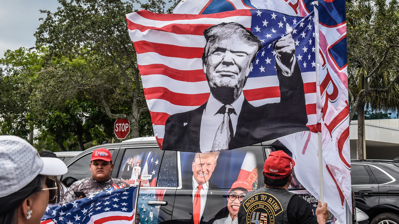 Donald Trump supporters at a rally 