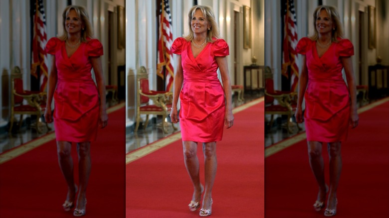 Jill Biden walks towards the East Room during a Mother's Day event in the East Room of the White House in Washington, DC (2011)