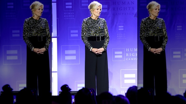 Dr. Jill Biden standing on stage 