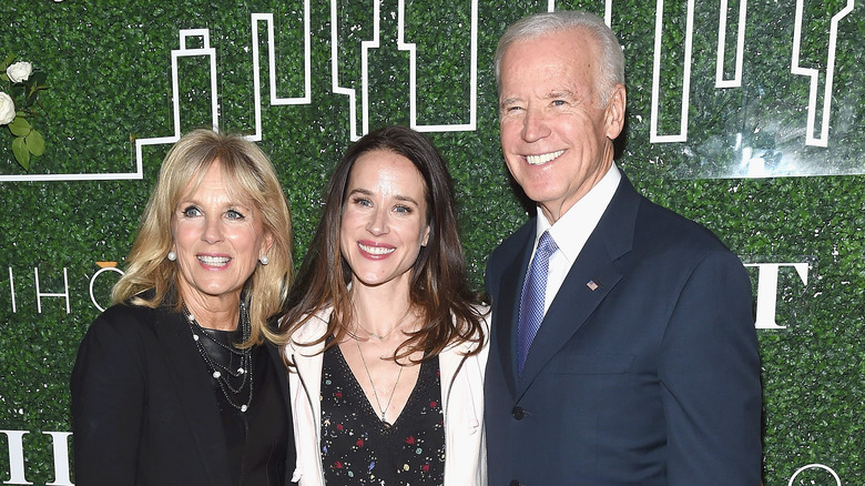 Jill, Ashley, and Joe Biden smiling together