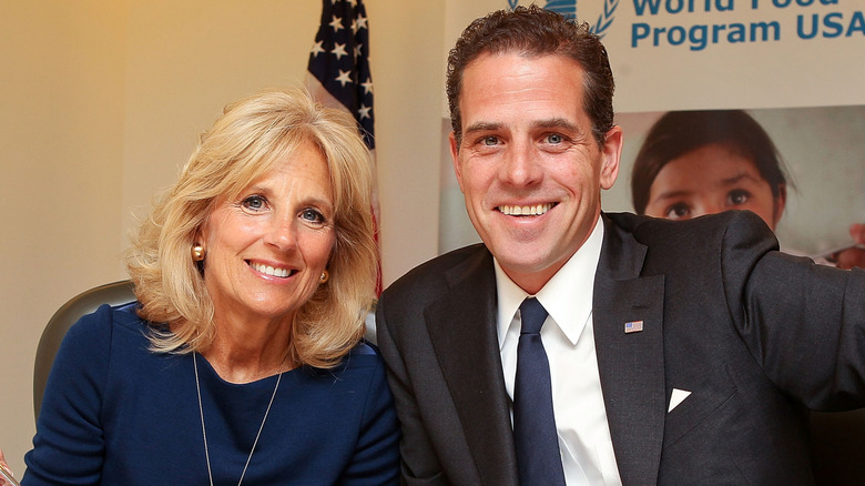 Jill Biden and son Hunter Biden smile for photos at a charity event in 2013.