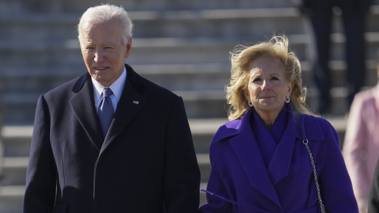 Joe Biden and Jill Biden walking side by side