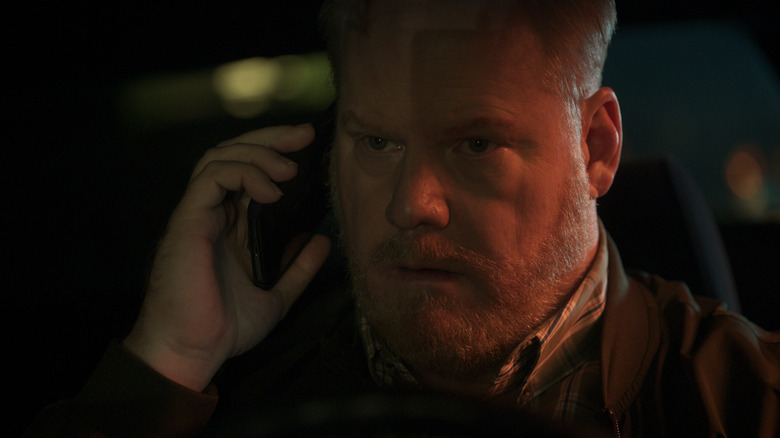 Jim Gaffigan talking on the phone in Collide