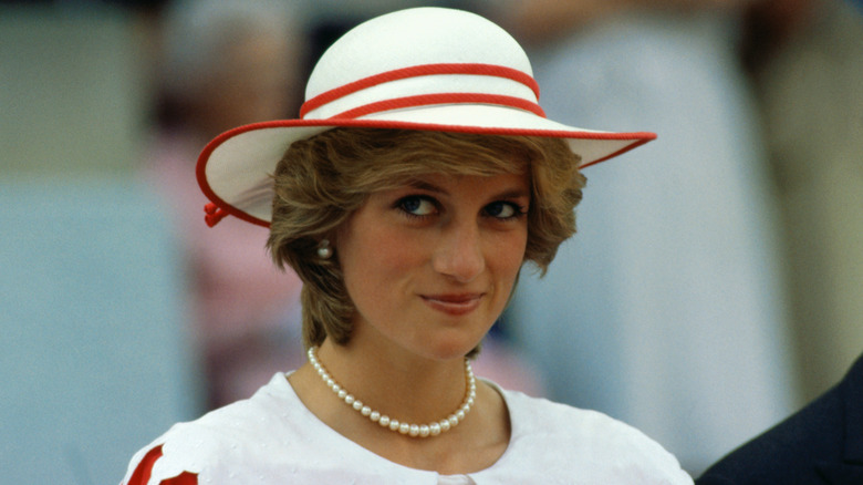 Princess Diana with a slight smile