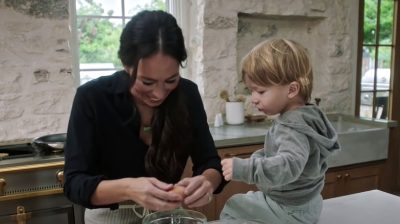 Joanna Gaines baking with her son Crew Gaines