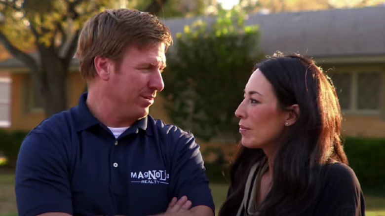 Chip and Joanna Gaines on the set of "Fixer Upper" 