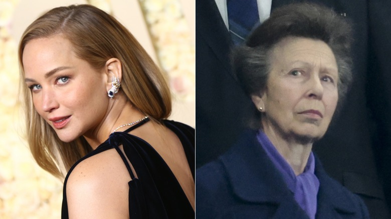 split screen of jennifer lawrence and princess anne