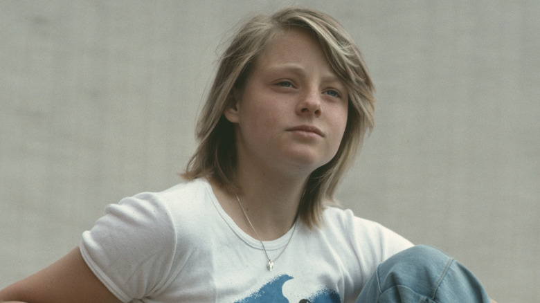 Jodie Foster looking thoughtful as a child