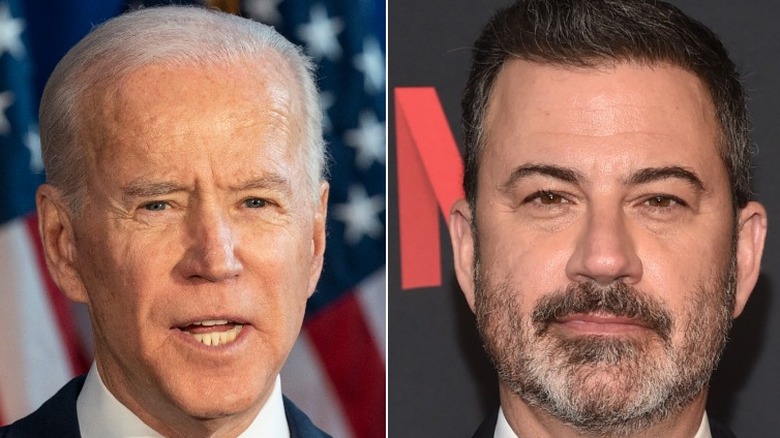 Joe Biden and Jimmy Kimmel in a composite image