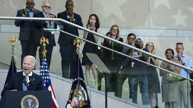 Joe Biden delivers his speech in Philadelphia