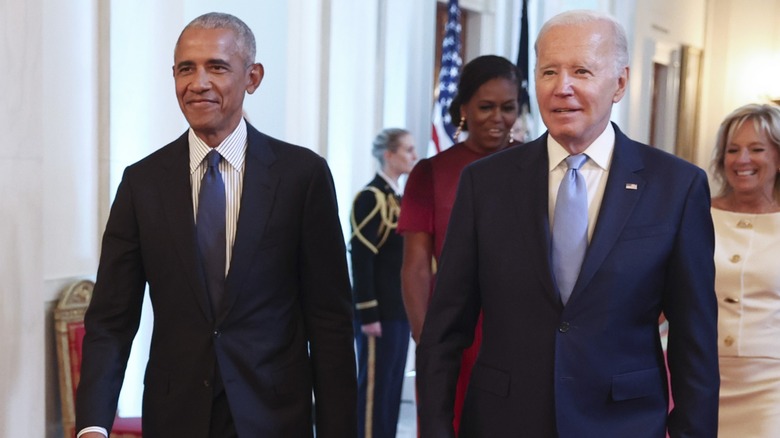 Barack Obama, Joe Biden, Michelle Obama, Jill Biden walking