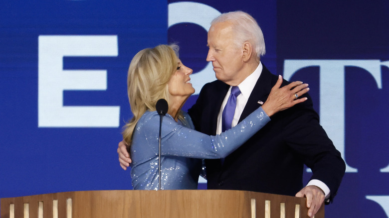 Joe and Jill Biden hug 2024 DNC