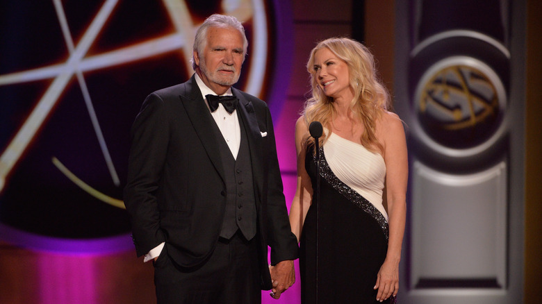 John McCook Katherine Kelly Lang onstage together