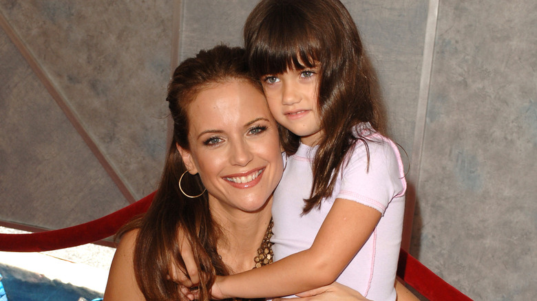 Ella Bleu Travolta as a child with Kelly Preston