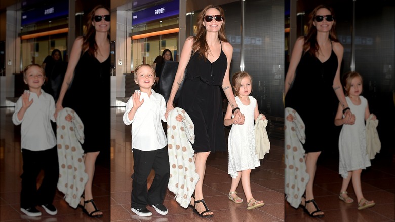 Angelina jolie with Knox and Vivienne