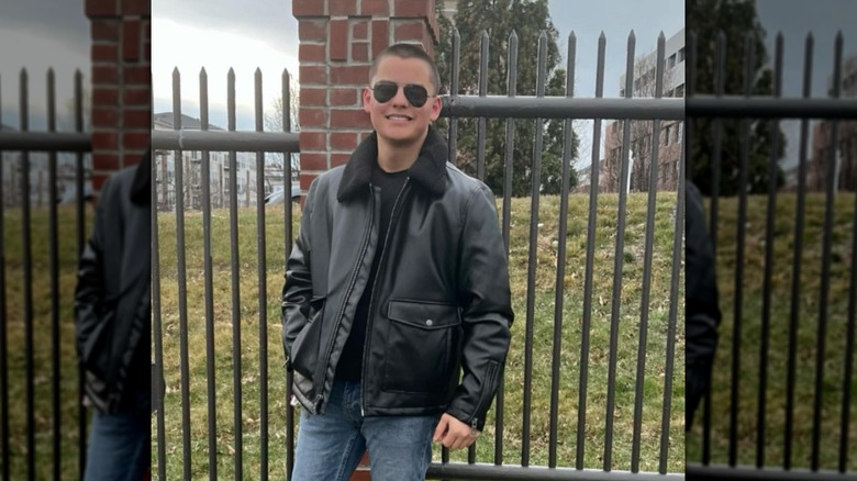 Collin Gosselin leather jacket sunglasses