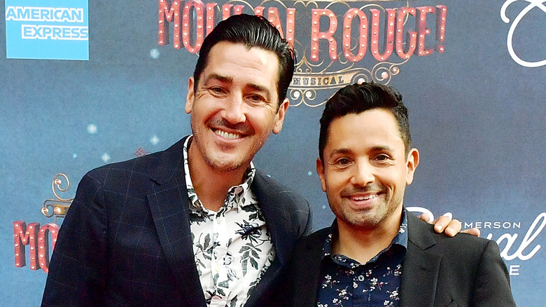 Jonathan Knight and Harley Rodriguez on red carpet