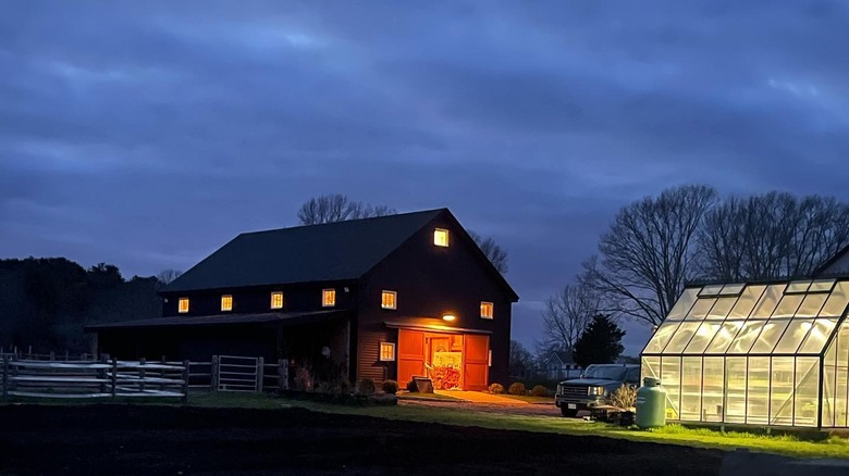 Farmhouse at night