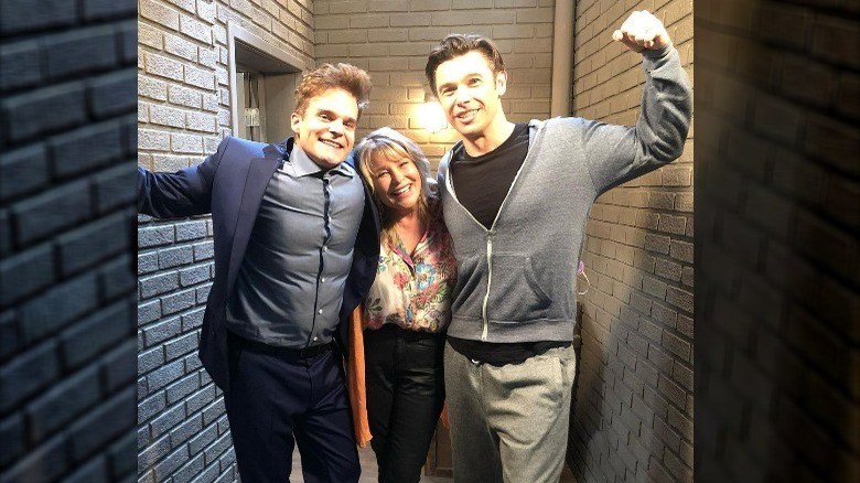 Days of Our Lives stars Greg Rikaart, Judi Evans, and Paul Telfer on set.