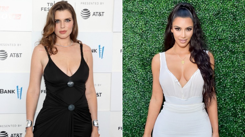 Julia Fox and Kim Kardashian at separate events. 