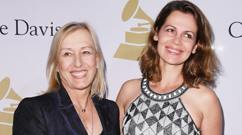 Julia Lemigova and Martina Navratilova standing together