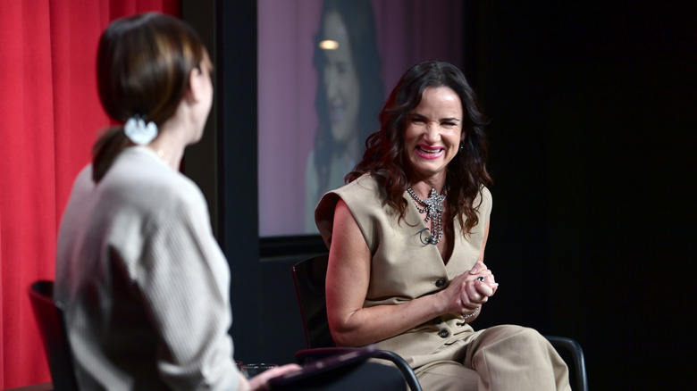 Juliette Lewis laughing during an interview