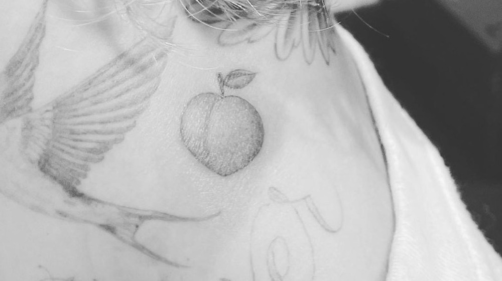 Justin Bieber's peach neck tattoo