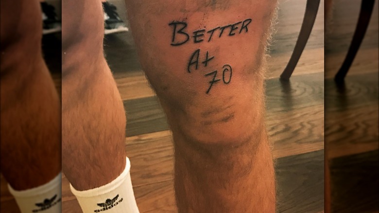 Justin Bieber showing off a leg tattoo on Instagram 