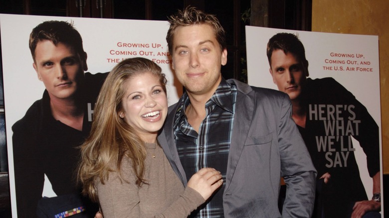 Danielle Fishel and Lance Bass smiling