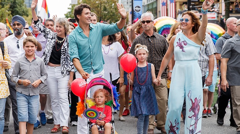 Sophie Grégoire Trudeau with Justin Trudeau and her kids