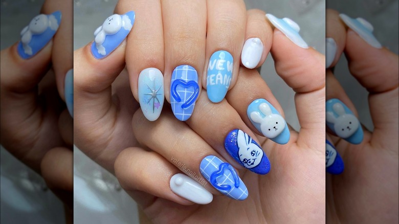 Hands showing K-pop-inspired nails