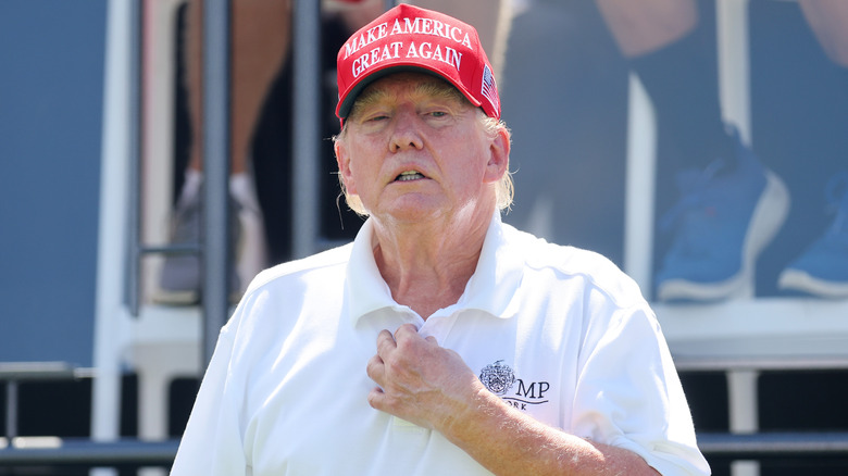 Donald Trump sweating on his golf course