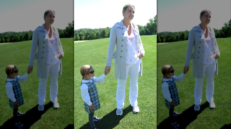 Young Kai Trump on the golf course with her mom