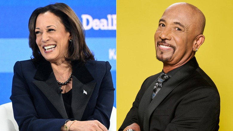 split image of Kamala Harris and Montel Williams