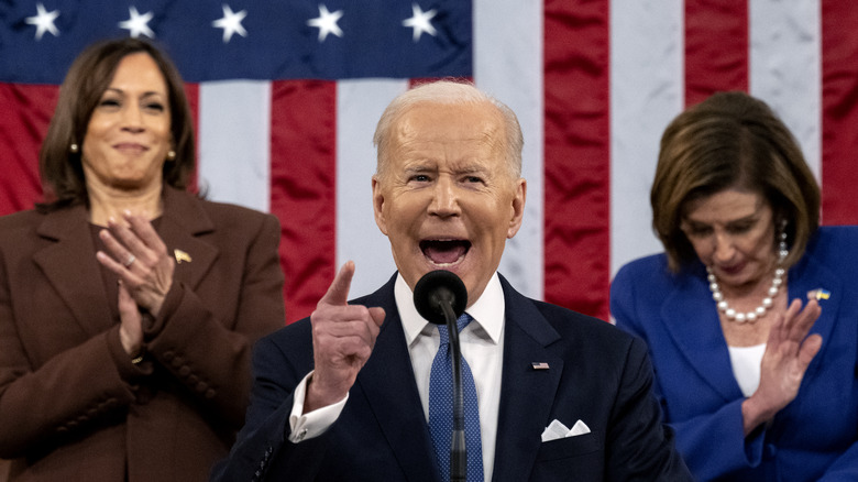 Kamala Harris clapping for Biden