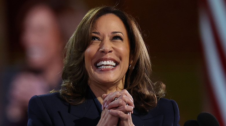 Kamala Harris long highlighted hair