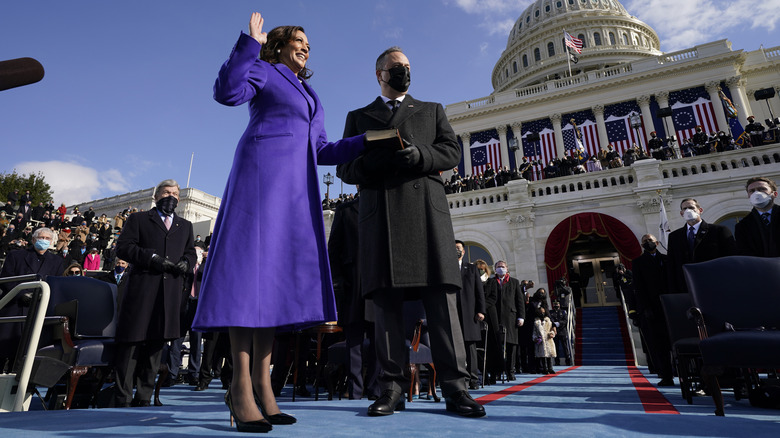 Kamala Harris purple coat