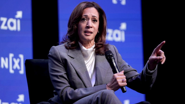 Kamala Harris talking at an event