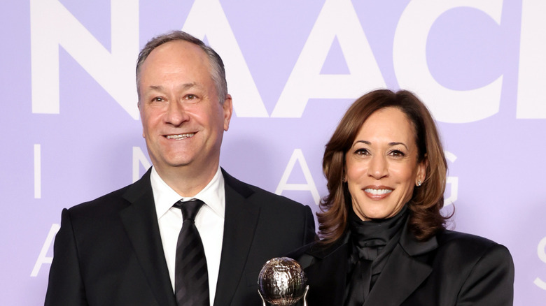 Doug Emhoff and Kamala Harris smiling at the NAACP Image Awards