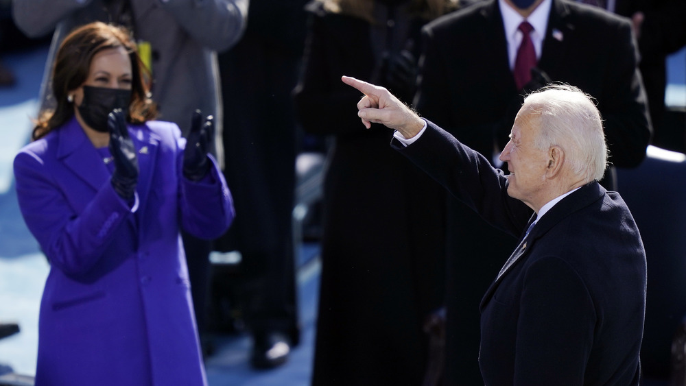 Kamala Harris applauds at Joe Biden's inauguration