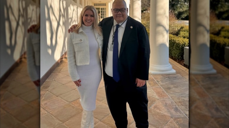 Karoline Leavitt poses with Steven Cheung at the White House in Washington, DC (2025)