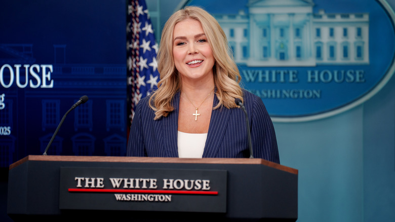 Karoline Leavitt at White House podium