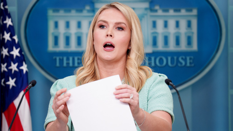 Karoline Leavitt at White House podium