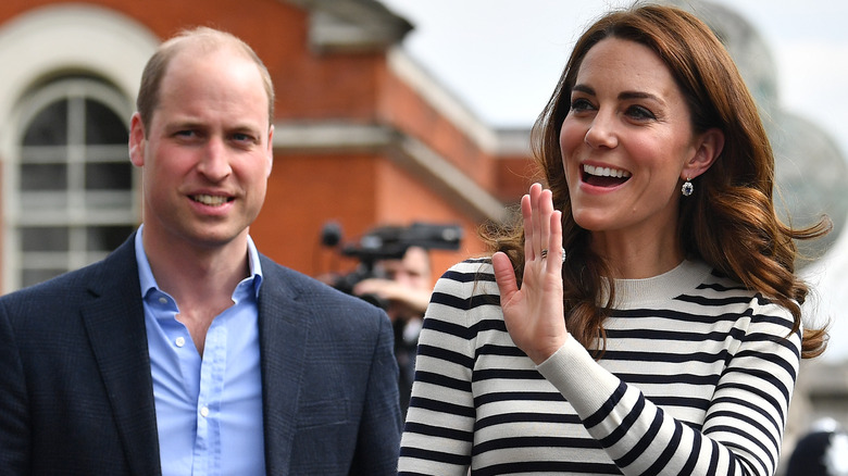 Kate Middleton waves to fans alongside Prince William