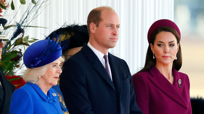 Kate Middleton with Prince William and Queen Consort Camila